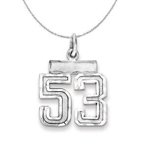 Silver, Varsity Collection, Small D/C Number 53 Necklace - 24 In